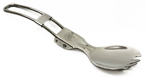Reusable stainless steel spork - an eco-friendly option for on-the-go dining!